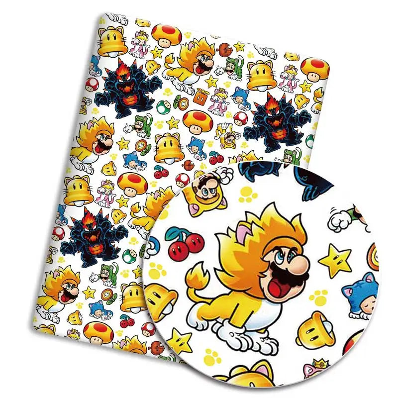tapis souris super mario personnages étoiles champignons bleu gris blanc cartoon