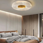 plafonnier moderne acrylique blanc doré concentrique 40cm led fixe chambre salon