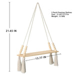 étagère murale suspendue macramé bois bois franges décoration boho chambre salon