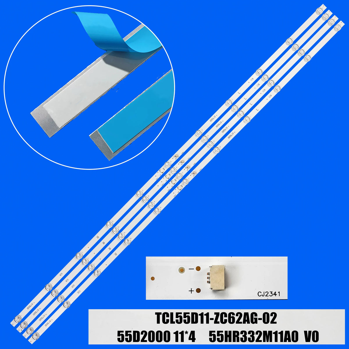 bande lumineuse led blanc bleu moderne adhésif translucide connecteur électrique 55d2000 11x4