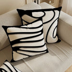 housse coussin moderne motif floral polyester respectueux environnement blanc noir fixations