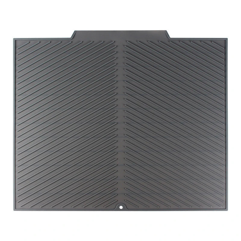 tapis cuisine moderne gris vert rayures diagonales drainage anti dérapant haute température resistant