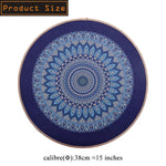 tapis table rond mandala boho chic bleu marine beige tissé imperméable résistant chaleur