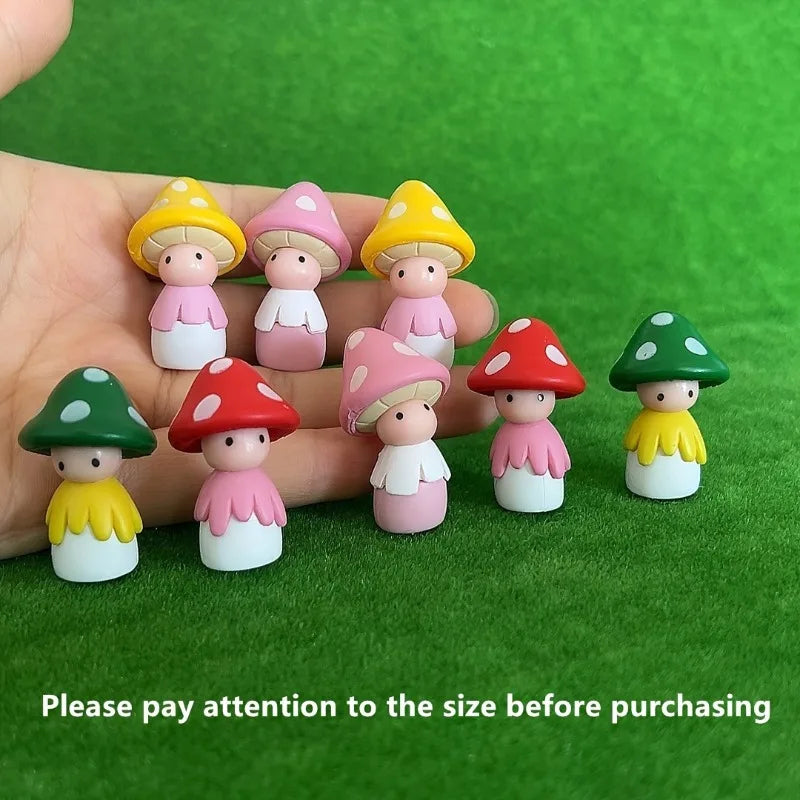 figurines champignons decoratives miniatures fantaisistes couleurs vives decoration jardin personnages feeries pvc
