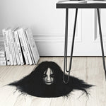 décoration murale horreur visage effrayant adhésif autocollant noir cheveux longs fantôme opacité 41cm 57cm