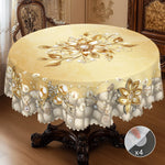 nappe table fleurs dorées blanches classique beige extérieure mariage fête printemps été