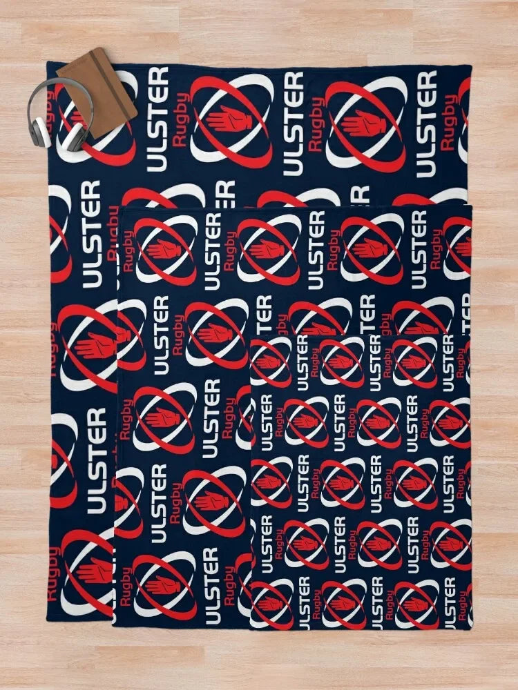 couverture ulster rugby bleu marine rouge blanche logo moderne portable anti boulochage peluche voyage