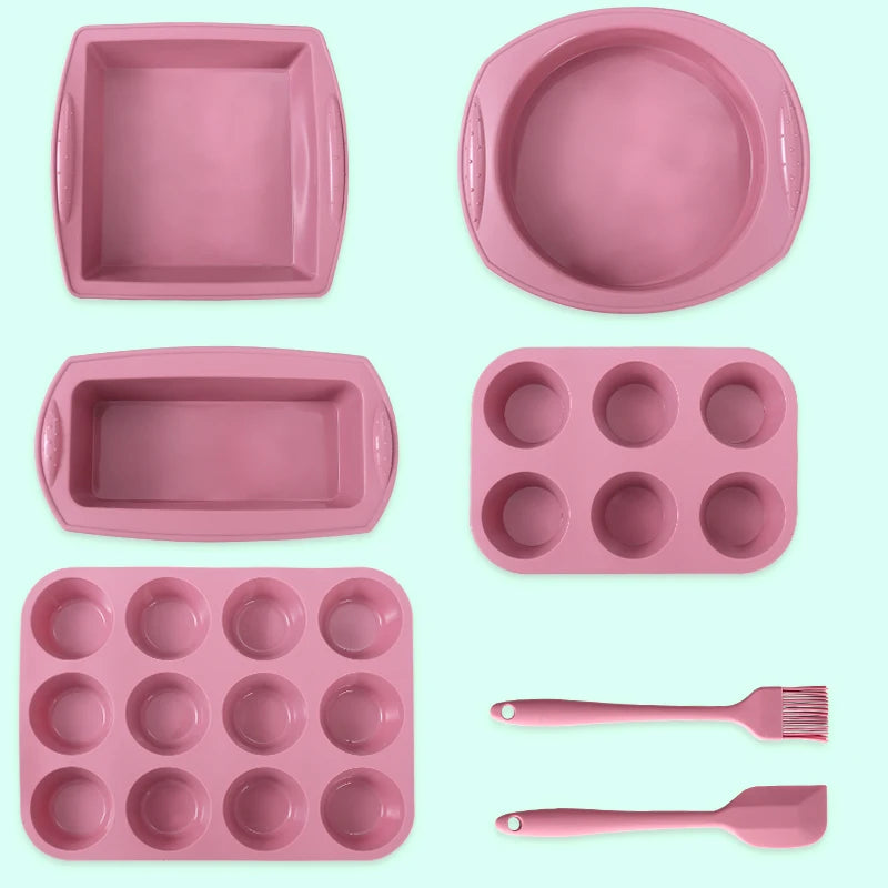 moules gâteaux silicone spatule pinceau pâte set rose clair modernes cuisine