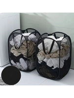 panier linge pliable maille polyester noir blanc moderne grande capacité