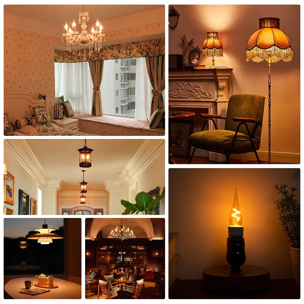 ampoules led vintage transparentes dorées spirale orange e12 e14 2200k 25000h 85mm