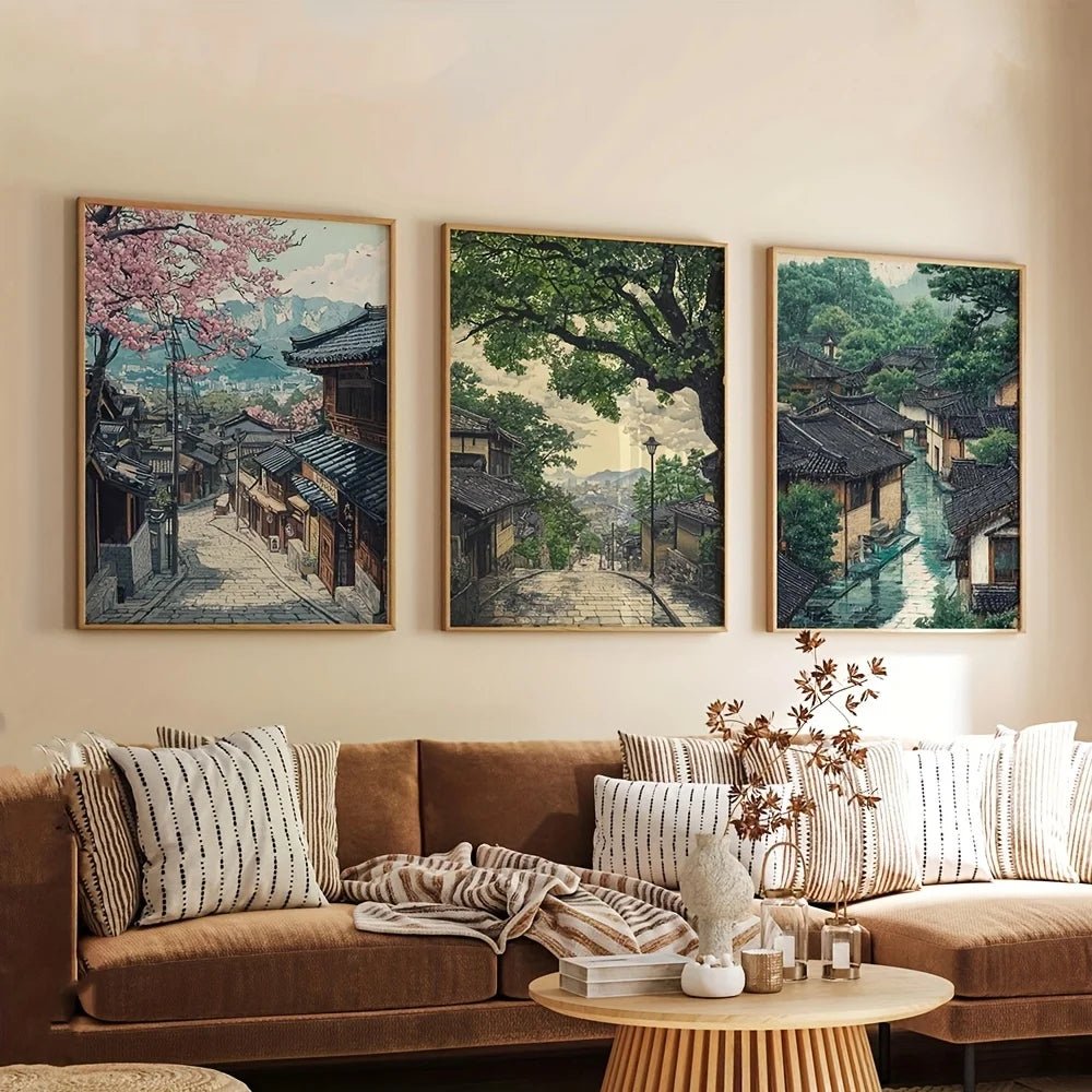 tableau impression toile paysage urbain séoul artiste rétro sans cadre multicolore living room bedroomsDecoration