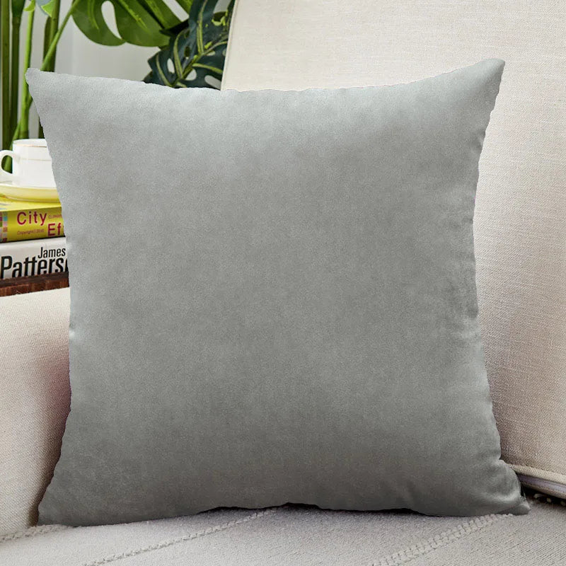housse coussin velours gris clair solide moderne 45x45cm machine lavable voiture salon chambre