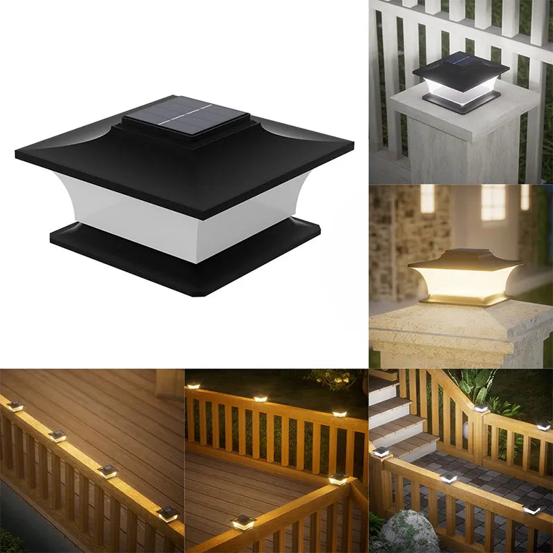 lampe solaire moderne noire blanche vis ip65 led auto ON OFFextérieur patio jardinvoieABS SOLAR