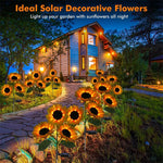 fleurs artificielles solaires jaune moderne décoratives tournesols roses lumineuses fixées piquets