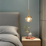 lampe suspendue moderne dorée cristal transparent salon chambre vis câble suspension