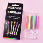 bougies colorées anniversaire gâteau décorations fleurs fruits texte happy birthday moderne festive