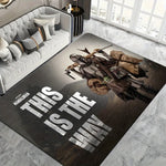 tapis dessin animé mandalorian antidérapant polyester noir blanc salon chambre coucher moderne illustratif