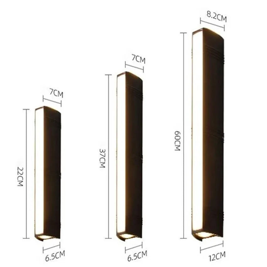 applique murale moderne led noire verre trempé ip65 7cm 37cm salon extérieur