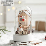 décoration noël miniature maison verre animaux sapin cadeaux lettres noel base plate