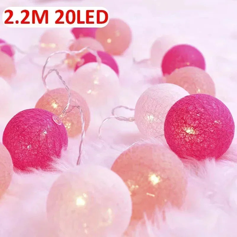 guirlande lumineuse multicolore cotonné moderne 20 led 2mètres auto batterie usb