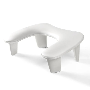 tabouret repose pieds blanc minimaliste moderne assise salon beauté simili cuir structure bois pieds