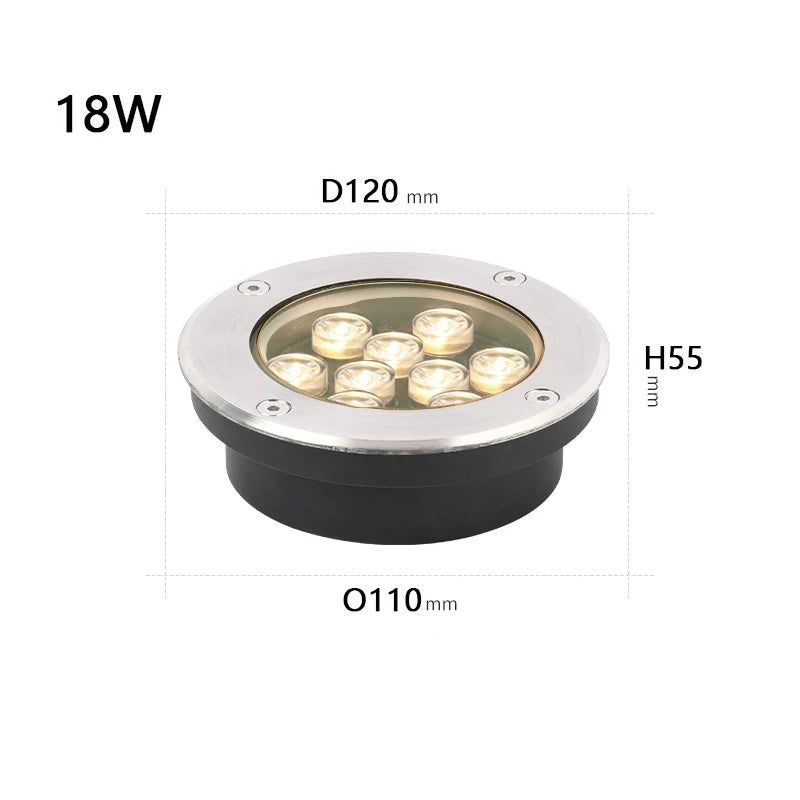 lumière led spot sous terrain ip67 inoxydable moderne 10w 12w argent noir
