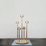 support bougie moderne or transparent cinq têtes mariage décoration table centerpiece decorative