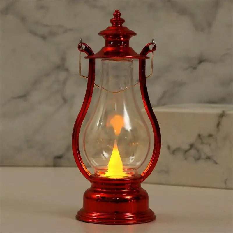 lanterne décorative rouge doré transparente effet vieilli vintage camping mariage