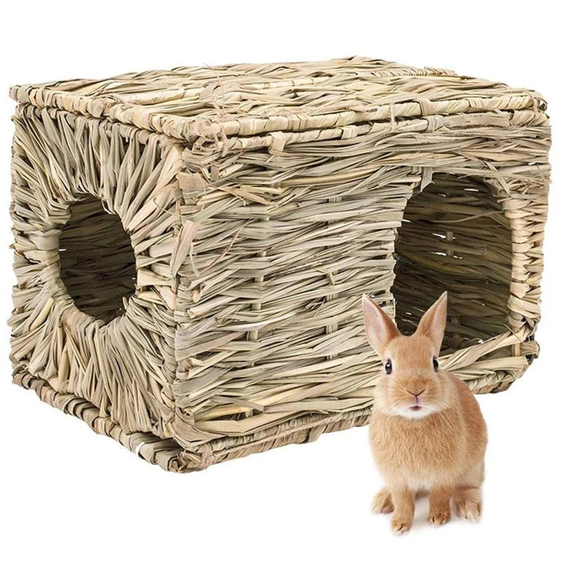 abri animal tressé naturel hamster lapin beige rustique soft bed house