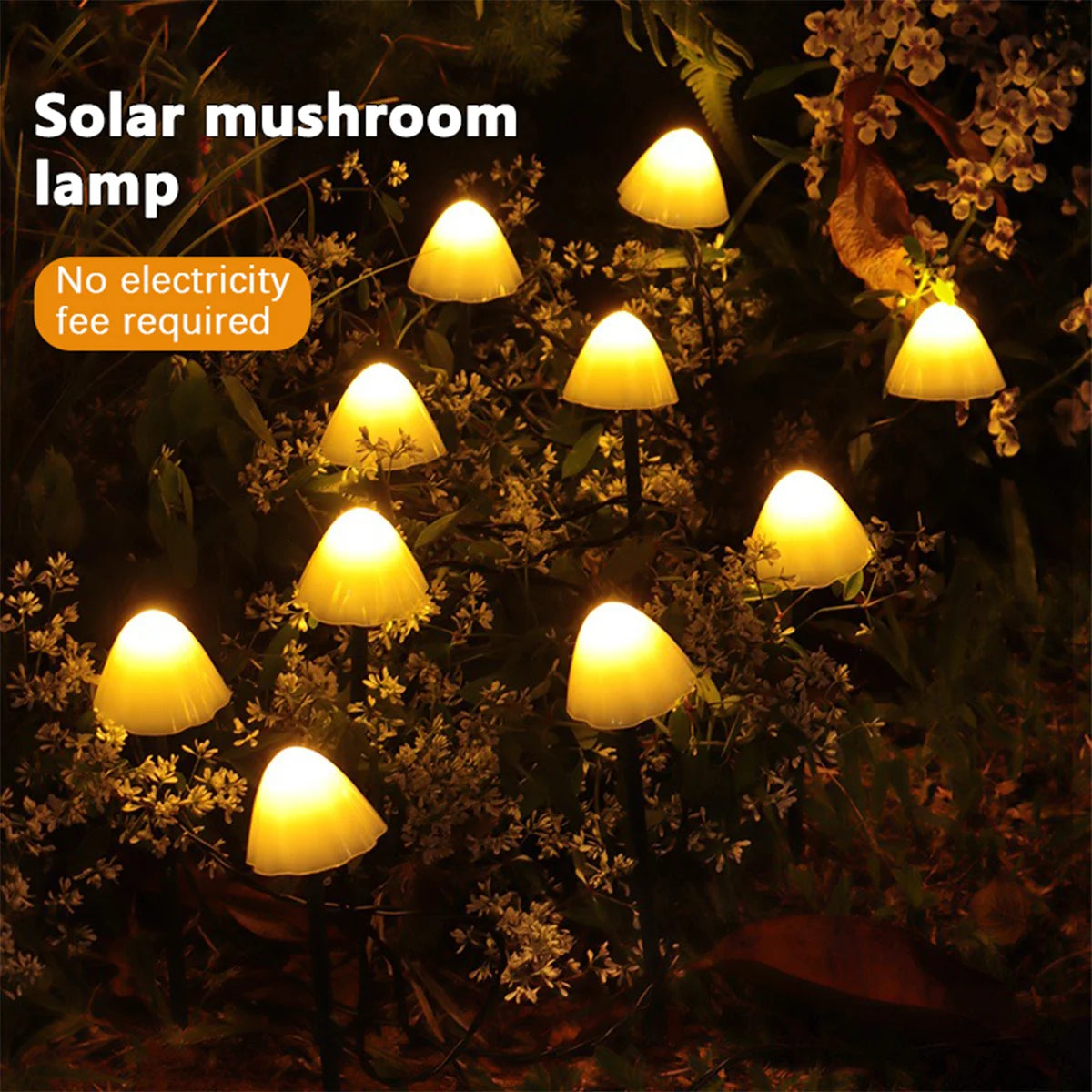 éclairage paysager solaire 10 lumières champignons blanc noir moderneextérieur patio chemin tringles