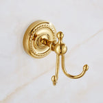 accessoires salle bain dorés élégants chrome classiques vintage fixations vis porte serviettes savon papier