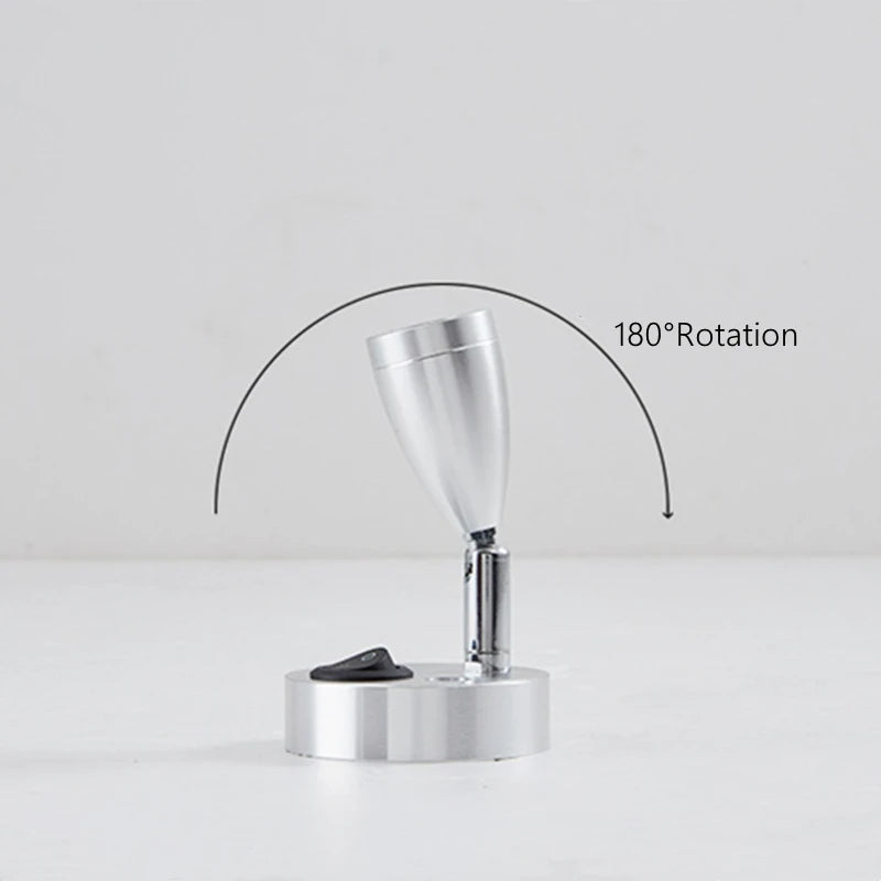 lampe table led 12v noir argent contemporaine réglable interrupteur aluminium mat