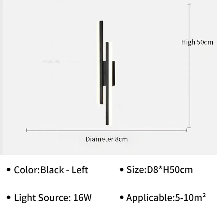 applique murale led moderne noir rectangle minimaliste éclairage quotidien fixée mur lumineux aluminium