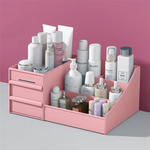 rangement cosmétique boîte rose clair blanc moderne minimaliste plastique réutilisable 26.5cm 16cm 12cm