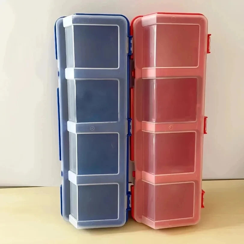 boîte rangement outils rouge transparente plastique lisse compact pratique vis écrous clous