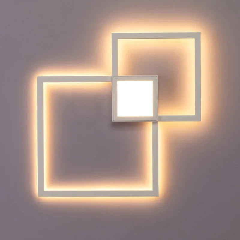 Applique murale LED carrée noire moderne pour chambre à coucher