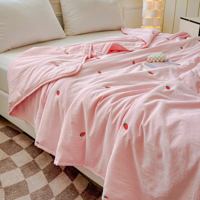 couverture coton fleur bébé lit doux jaune rouge verte simple chambre été rafraîchissante
