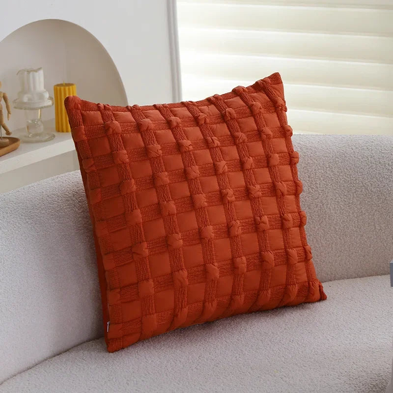 housse coussin carré halloween citrouille trick or treat polyester blanc orange moderne