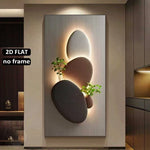 tableau mural moderne abstract pierres sculptées végétation gris beige vert minimaliste sans cadre toile