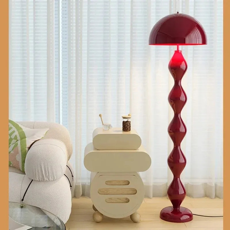 lampe sol moderne spirale verte rouge blanche grise bleue noire fer résine