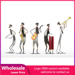 décorations métalliques jazz vintage figurines musiciens instruments saxophone guitare trompette rouge