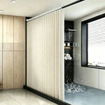 rideau douche blanc moderne polyester gaufre triangles relief opaquant eyelets respectueux environnement