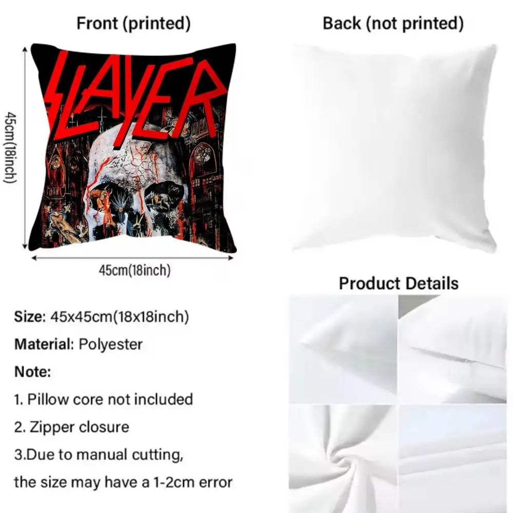 housse coussin noir graphique crâne rock gothique 45x45cm zip invisible fácil laver