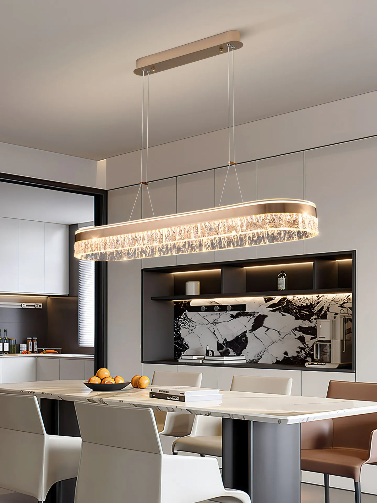 luminaire suspension moderne cristal noir doré marbré élégant salon cuisine salle manger luxe