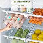 organiseur rangement réfrigérateur transparent clips magnétiques compartiments œufs fruits légumes moderne pratique