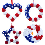 décoration murale rouge blanche bleue étoile coeur pompons halloween saint valentin anniversaire mariage festive