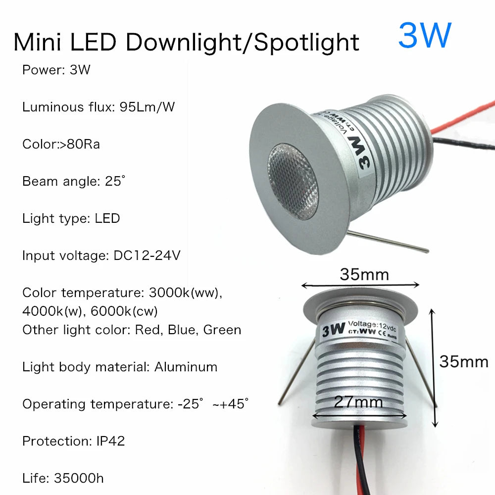 Downlight LED mini 1W 3W argenté moderne grille aluminium câble tissage 3000K 4000K 6000K