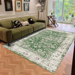 tapis floral orné vert beige bleu classique vintage antidérapant extérieur salon chambre prière