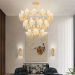 lustre moderne doré diamantées transparent salon led élégant chambre suspension