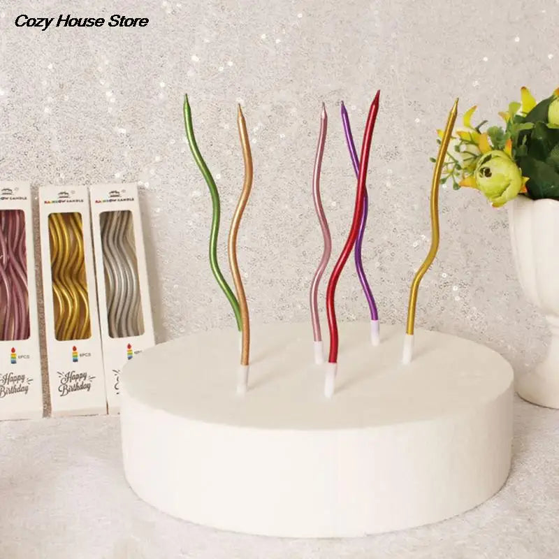 Bougies flexibles multicolores rayures modernes or vert rose violet adhésif festives enfants